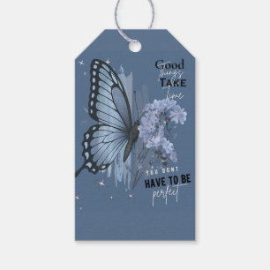 Aesthetic Blue Butterfly Motivational Quote - Good Gift Tags