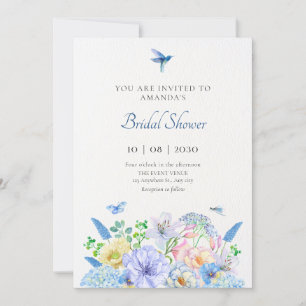 Aesthetic blue floral garden invitation