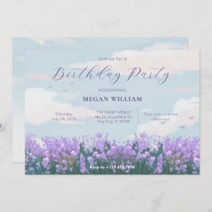 Aesthetic blue sky flower spring birthday invitation