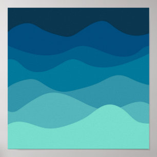 Aesthetic Blue Wavy Pattern Poster