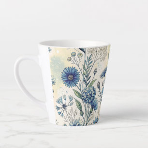 Aesthetic Blue Wildflowers Latte Mug