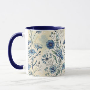 Aesthetic Blue Wildflowers Mug