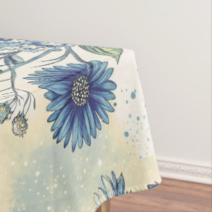Aesthetic Blue Wildflowers Tablecloth