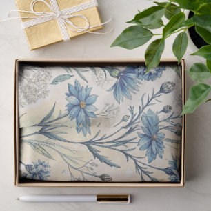 Aesthetic Blue Wildflowers Tissue Paper