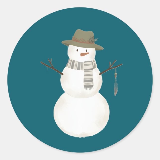 "Aesthetic Boho Snowman Sticker (Front)