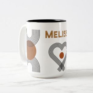 aesthetic boho style colourful geometric pattern Two-Tone coffee mug