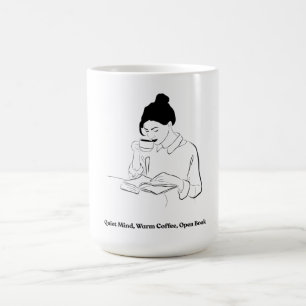Aesthetic Book and Coffee Line Art T-Shirt Mug