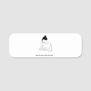 Aesthetic Book and Coffee Line Art T-Shirt Name Tag
