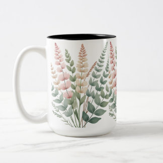 Aesthetic Botanical Ferns Floral Pattern Coffee M Two-Tone Coffee Mug