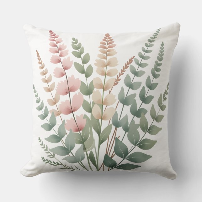 Aesthetic Botanical Ferns Floral Pattern Double Si Cushion (Front)