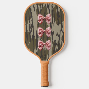 Aesthetic Bottomland Camo Baby Pink Ribbons & Bows Pickleball Paddle