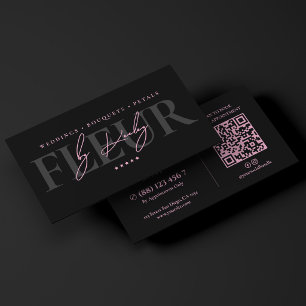 Aesthetic Bouquet Artist Pink Black Florist Business Card