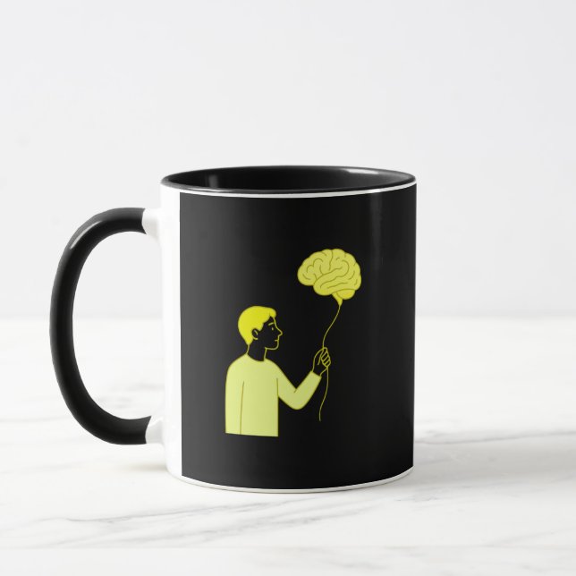 Aesthetic Brain Balloon • Funny Overthinking Mug (Left)