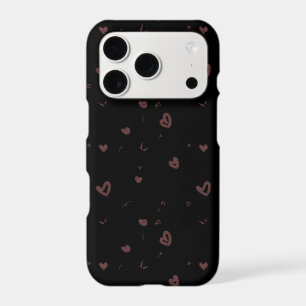 Aesthetic Brown Hearts Pattern Phone Case