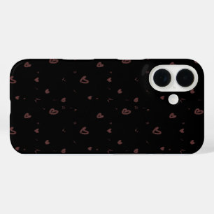 Aesthetic Brown Hearts Pattern Phone Case
