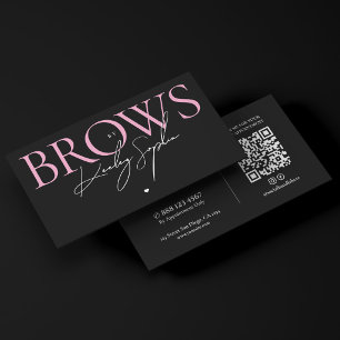 Aesthetic Brows Stylist Lash Tech Pink Black Business Card
