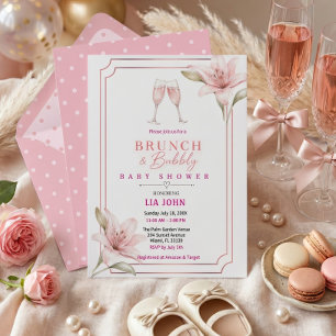 Aesthetic Brunch & Bubbly Baby Shower Invitation