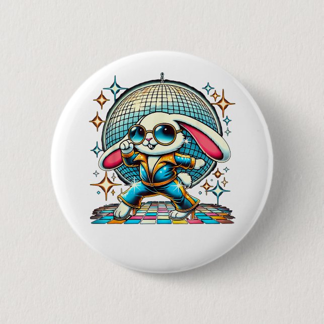 Aesthetic Bunny Disco 6 Cm Round Badge (Front)