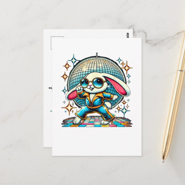 Aesthetic Bunny Disco Postcard (Front/Back In Situ)