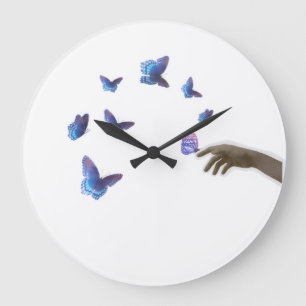 Aesthetic Butterfly Hand Freedom Surreal Sticker Large Clock