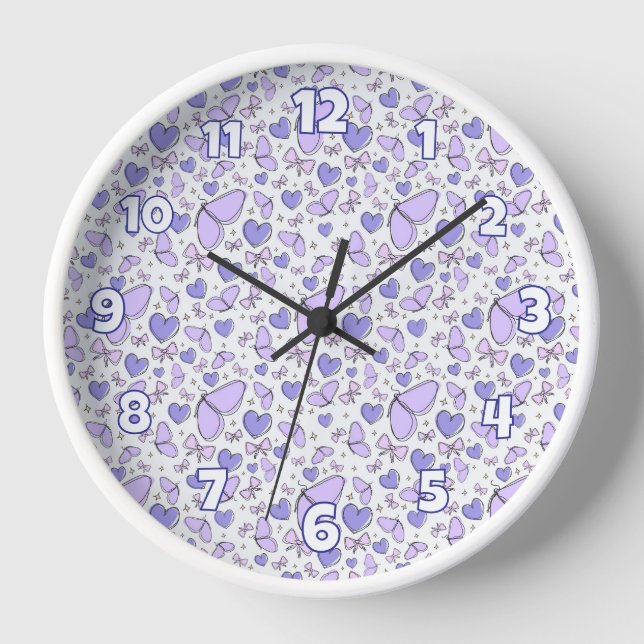 Aesthetic Butterfly Violet Theme Clock (Front)