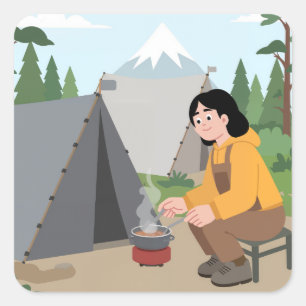 Aesthetic Camping outdoor adventure camping Square Sticker