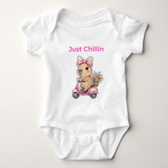 Aesthetic Capybara Just Chillin' Cute T-Shirt Baby Bodysuit (Front)