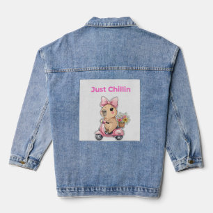 Aesthetic Capybara Just Chillin' Cute T-Shirt Denim Jacket