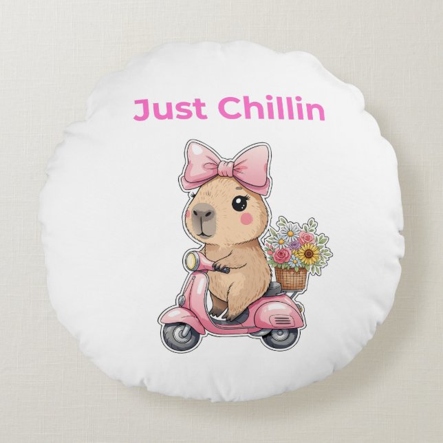 ​Aesthetic Capybara Just Chillin' Throw Pillow (Front)