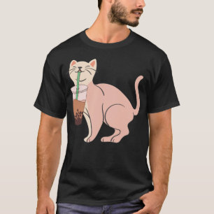 Aesthetic Cat Drinking Bob  best cat illustration  T-Shirt