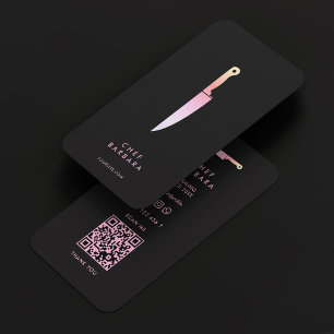Aesthetic Caterer Baker Pastry Black Pink Knife Business Card