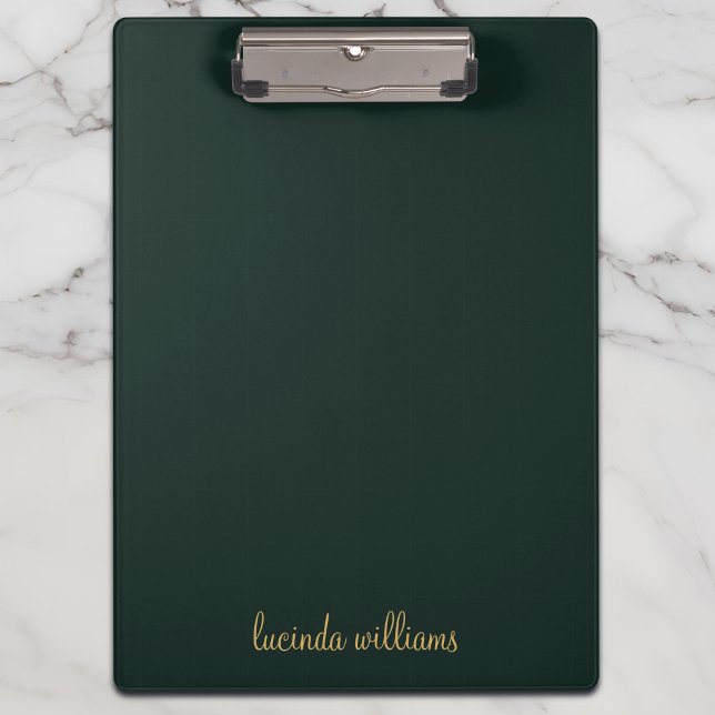 Aesthetic Charcoal Chic Gold Script Monogram Clipboard (Creator Uploaded)