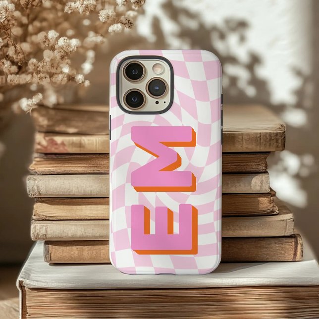 Aesthetic chequerboard Trendy Monogram Case-Mate iPhone Case (Creator Uploaded)