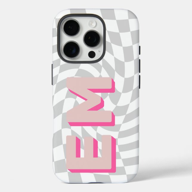 Aesthetic chequerboard Trendy Monogram Case-Mate iPhone Case (Back)