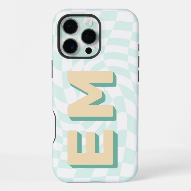 Aesthetic chequerboard Trendy Monogram iPhone Case (Back)