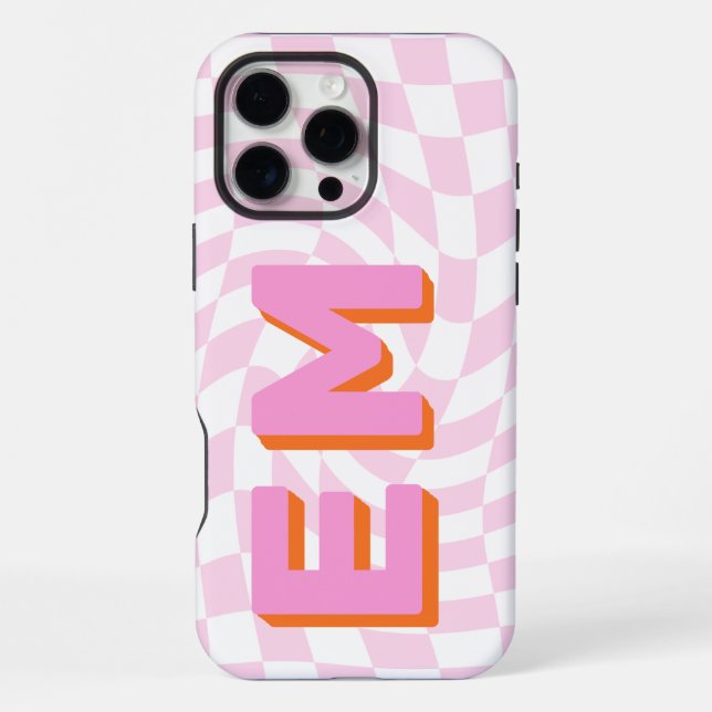 Aesthetic chequerboard Trendy Monogram iPhone Case (Back)
