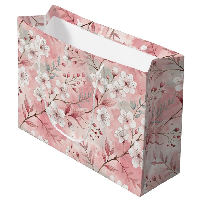 Aesthetic cherry blossoms large gift bag (Front Angled)