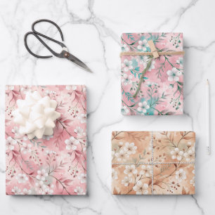 Aesthetic cherry blossoms wrapping paper sheet