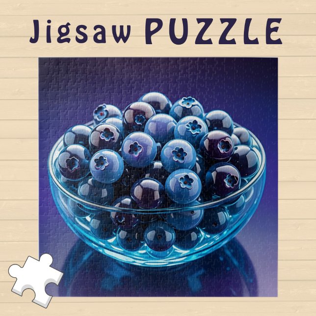 Aesthetic China Blueberries in Glass Bowl  -  Jigsaw Puzzle (Creator Uploaded)