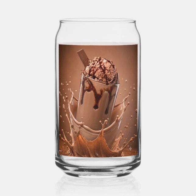Aesthetic Chocolate Splash Iced Coffee Glass (Back)