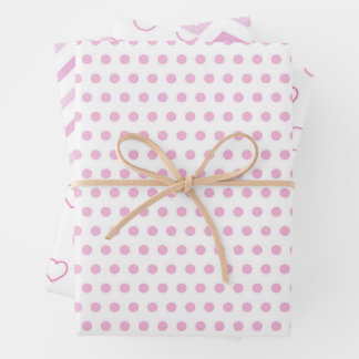 Aesthetic Christmas Pink Polka Pattern  Wrapping Paper Sheet