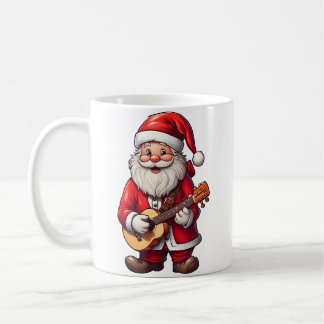 Aesthetic Christmas Santa Playing Ukulele Music Te Coffee Mug