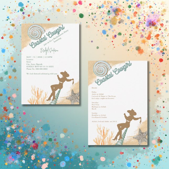 aesthetic coastal cowgirl bachelorette weekend invitation (Creator Uploaded)