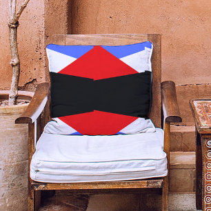 Aesthetic colour block Red & Blue & black & white Cushion