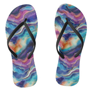Aesthetic colourful modern rainbow agate glitter thongs