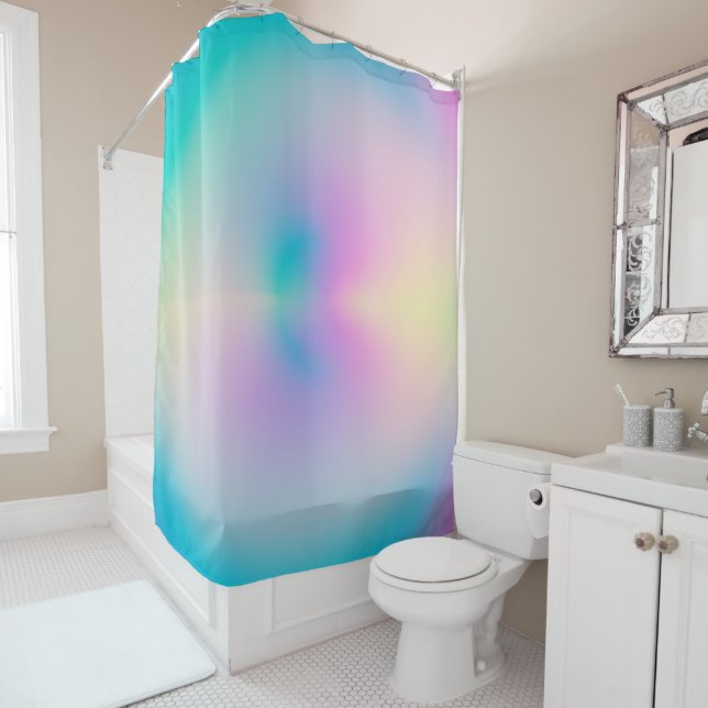 Aesthetic Colourful Positive Aura Gradient Shower Curtain (In Situ)