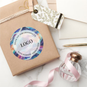 Aesthetic colourful rainbow glitter agate classic round sticker