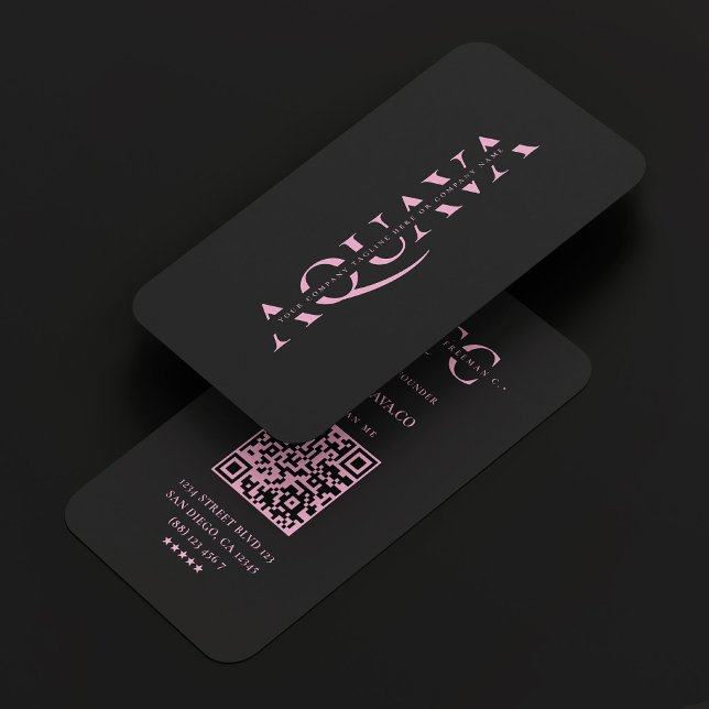 Aesthetic Company Monogram Black Pink Business Card (Creator Uploaded)