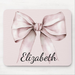 Aesthetic coquette pink bow Personalised Name Mouse Pad