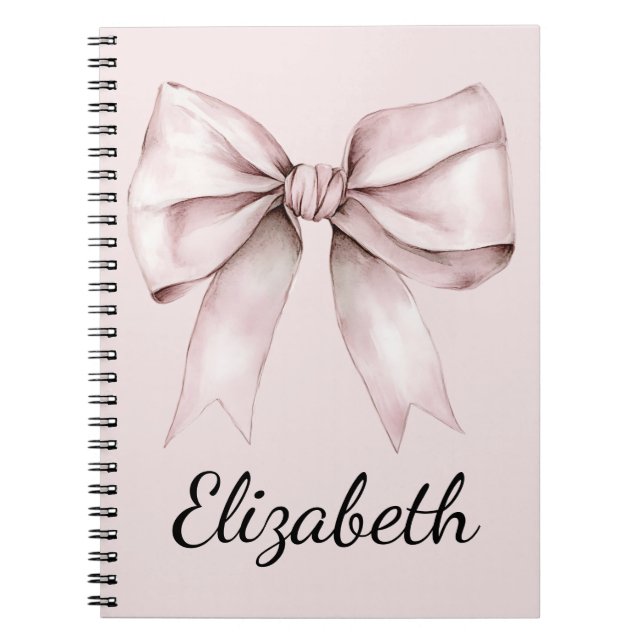 Aesthetic coquette pink bow Personalised Name  Notebook (Front)